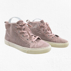 1.State Blush Pink Suede Perforated High Top Dulcia Sneakers Size 8 Casual Chic